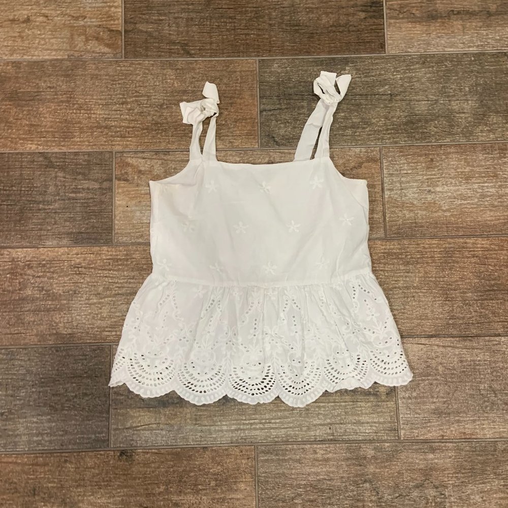 White Cotton Tank Top, Size S